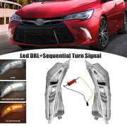 DURAFORCE For 2015-2017 Toyota Camry XLE XSE LED Fog Light Sequential Turn Signal Lamp DRL