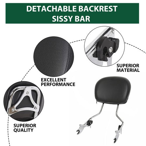 DURAFORCE For 09-26 Harley Davidson Touring Road Street Glide Passenger Sissy Bar Backrest