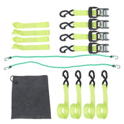 DURAFORCE 4-Pack 1.6"x8' Green Ratchet Straps Kit 5,208lb Break Strength w/ Safety S Hooks