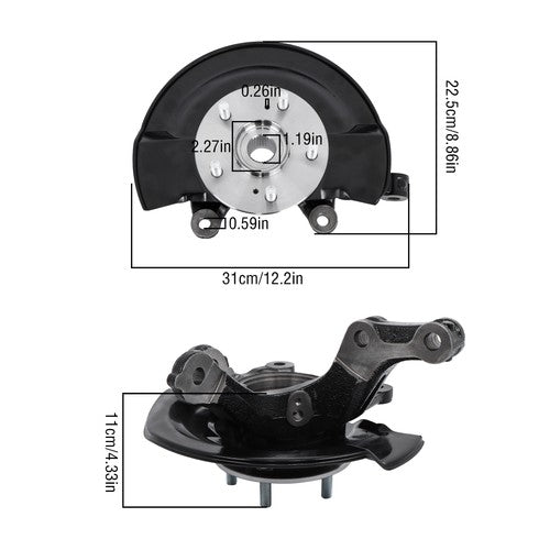 DURAFORCE 2Pcs Front Steering Knuckle & Wheel Hub Bearing Assembly For Honda CR-V 2007-09