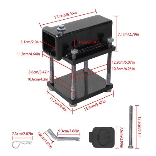 DURAFORCE 4"- 4.5" Square Bolt-on Bumper Hitch Receiver, Adapter with Hardware Durable