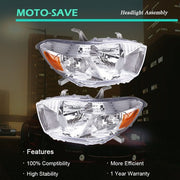DURAFORCE Headlight Headlamps Assembly Fit For Toyota Highlander 2008-2010 LH+RH Side Pair