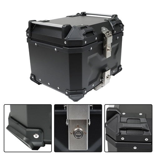 DURAFORCE 45L Black Motorcycle Top Case Tail Box Waterproof Luggage Scooter Trunk Storage