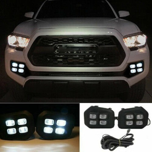 DURAFORCE For 2016-2022 2023 Toyota Tacoma 4-Eyes Style DRL LED Clear Fog lights Lamps
