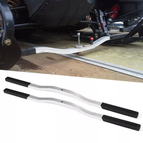 DURAFORCE For Snowmobile Trailer Ski Tie Down Bar w/ Black Boots 1 Pair Black & Silver