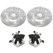DURAFORCE Front Brake Calipers & Disc Rotors For Yamaha Big Bear 400 YFM400F 4x4 2000-2006