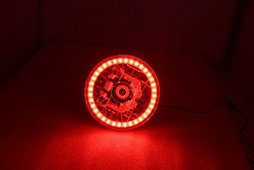 DURAFORCE 5-3/4"Inch Round LED Red Halo Style Halogen Crystal Clear Headlights Angel Eye
