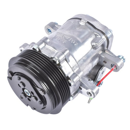 DURAFORCE New AC Compressor w/ 6-Groove Pulley for Sanden SD7 Style Serpentine Belt Silver
