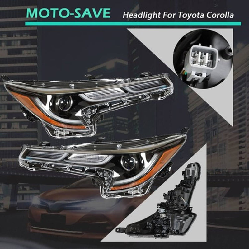 DURAFORCE Headlight Headlamp Fit For Toyota Corolla 2020-2021 Left & Right Side LH RH
