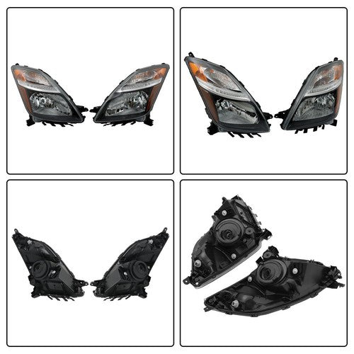 DURAFORCE Headlight Black For Toyota Prius 2006 2007 2008 2009 Headlamp Left+Right Side
