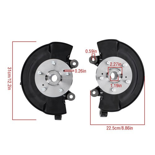 DURAFORCE 2× Steering Knuckle & Wheel Hub Bearing Assembly For Honda CR-V L4 2.4L 2007-09
