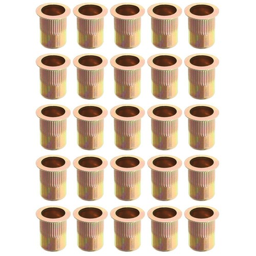 DURAFORCE 3/8-16 Carbon Steel Rivet Nut Flat Head Threaded Insert 50Pcs