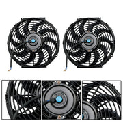 DURAFORCE 2× 12" Electric Radiator Cooling Slim Fans Push Pull Mount Black For Universal