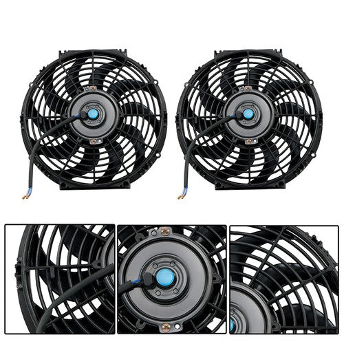 DURAFORCE 2× 12" Electric Radiator Cooling Slim Fans Push Pull Mount Black For Universal