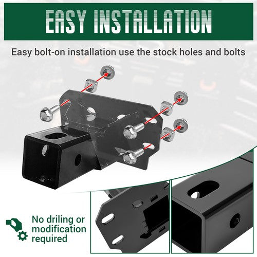 DURAFORCE Black Front 2" Receiver Hitch For Polaris Ranger 1000 XP / Northstar 2018-2024