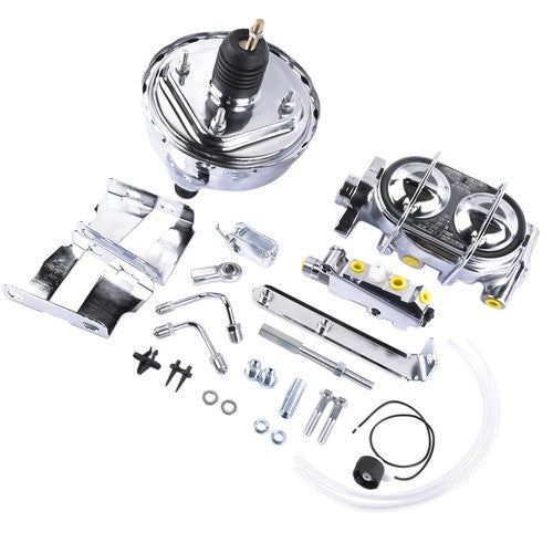 DURAFORCE 8" Chrome Brake Booster Cylinder Disc / Drum Kit for Chevrolet Impala 1958-1964