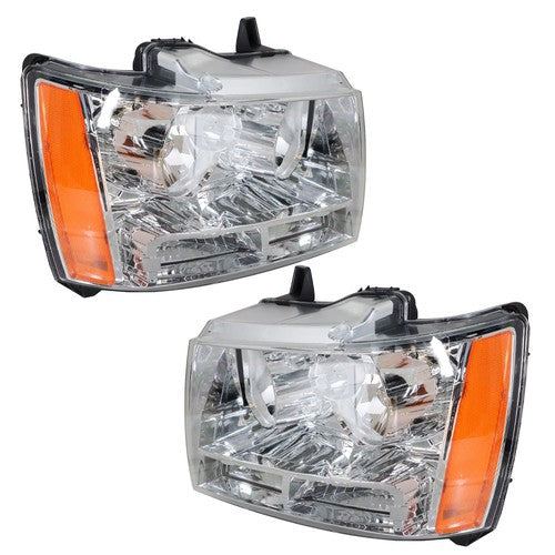 DURAFORCE Chrome New For Chevy Avalanche/Suburban/Tahoe 2007-2014 Halogen Pair Headlights