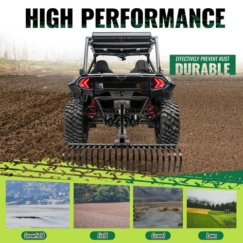 DURAFORCE For ATV UTV Lawn Garden Tractors 60" Landscape Rake W/1 Point Hitch Lift Steel