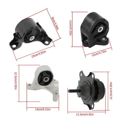 DURAFORCE Manual Motor & Transmission Mount Set 4PCS Fit For Honda Civic 2002-2004 1.7L