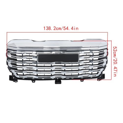 DURAFORCE Front Upper Grille Plastic Chrome WIth Camera Hole For GMC Sierra 1500 2022-2024