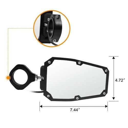 DURAFORCE UTV Rear View Side Mirrors w/ LED Lights For Polaris RZR Fit 1.75"-2" Roll Cage
