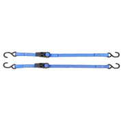 DURAFORCE Ratchet Strap*2 Steel+Polyester Blue Fracture Strength 2400lbs 1in*4ft S Hooks