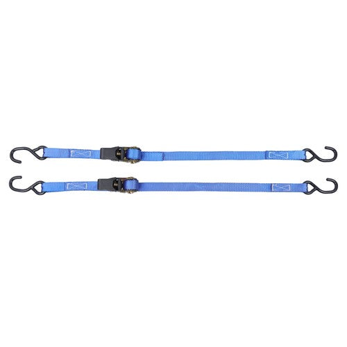 DURAFORCE Ratchet Strap*2 Steel+Polyester Blue Fracture Strength 2400lbs 1in*4ft S Hooks