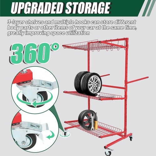 DURAFORCE Car Parts Management Storage Parts Cart Tools Storage Rack Auto Body Repair