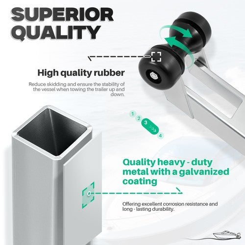 DURAFORCE Adjustable Short Nose Boat Trailer Winch Stand With Roller Universal Galvanized