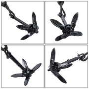 DURAFORCE 2-Pack Folding Anchor Set 0.7kg Black For Grapnel Boat Marine Kayak