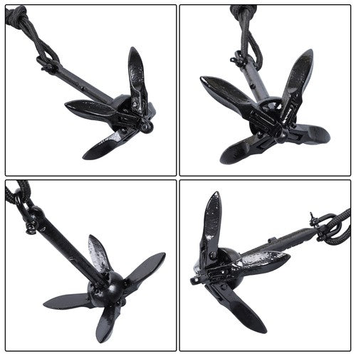 DURAFORCE 2-Pack Folding Anchor Set 0.7kg Black For Grapnel Boat Marine Kayak