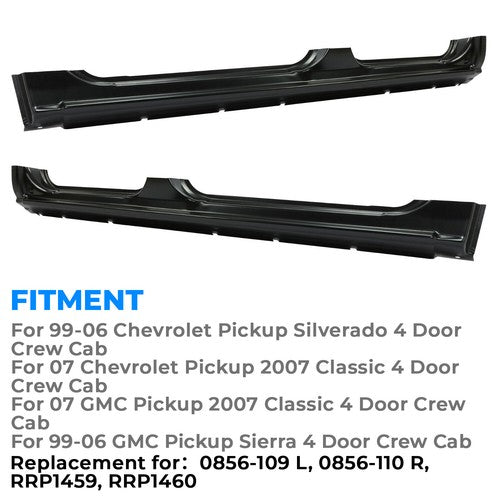 Rocker Panels for 99-07 Chevy Crew Cab Silverado GMC Sierra 4 Door Pickup Pair