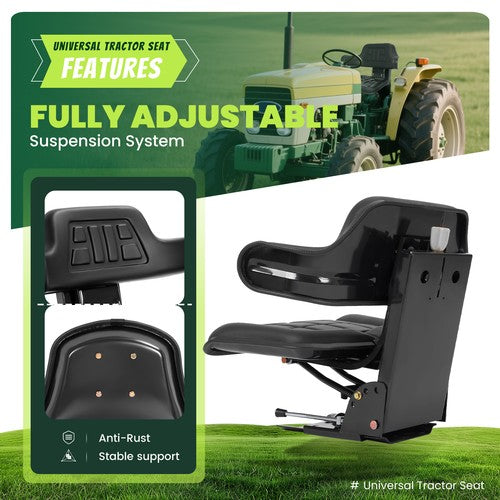 DURAFORCE Tractor Suspension Seat Adjustable Forklift Seat Waterproof Seat Mower Digger