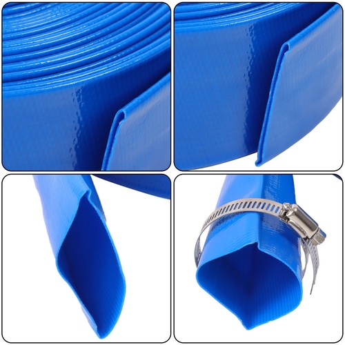DURAFORCE 2" x 50FT Irrigation Discharge PVC Hose with Two Hose Collets For Swimming Pool