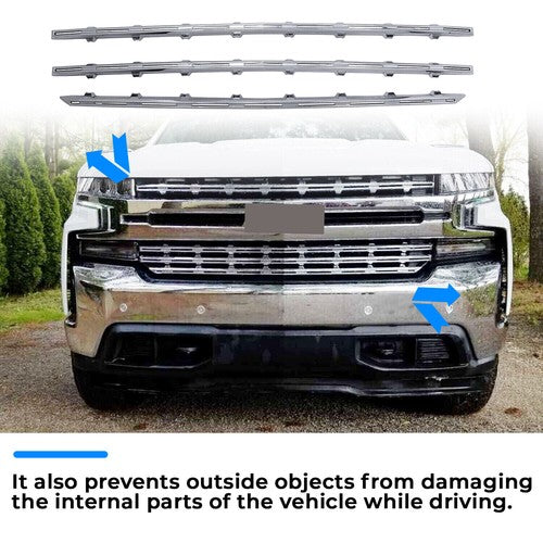 Snap On Chrome Grille Trim Molding Covers for 19 21 Chevy Silverado 1500 LT RST