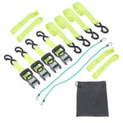 DURAFORCE 4-Pack 1.6"x8' Green Ratchet Straps Kit 5,208lb Break Strength w/ Safety S Hooks