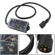 DURAFORCE 6 Ft Wiring Cable 7 Way Plug Inline Pre-Wired Trailer BLACK Cord w/Junction Box