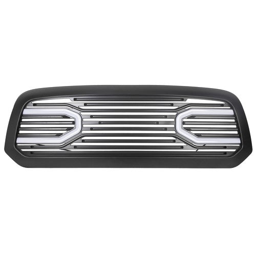 Front Upper Big Horn Black Grille Shell With Light for 2013-2018 Dodge Ram 1500