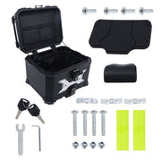 DURAFORCE 45L Aluminum Black Hard Motorcycle Trunk With Silver Hanging Plate Rear Trunk