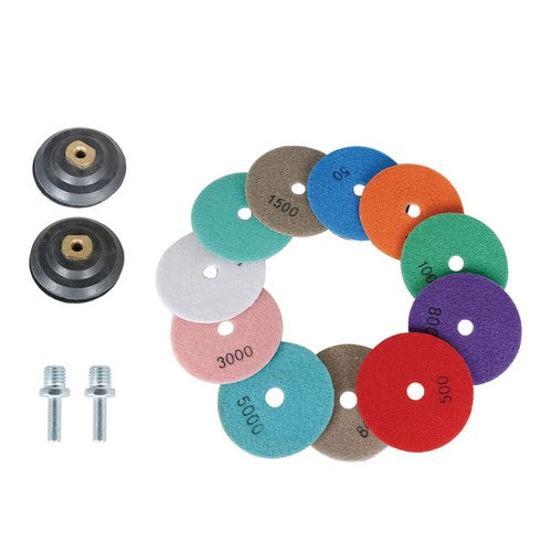 DURAFORCE 14 Pack 4 Inch Diamond Polishing Pads Kit with 2PCS 5/8’’-11 Backer Pad
