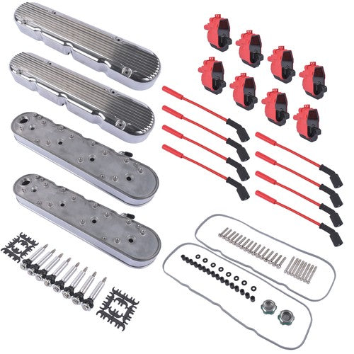 DURAFORCE Polished Hidden Coil Cast Aluminum Valve Covers For Chevy GM LS1 LS2 LS3 LS6 LS7