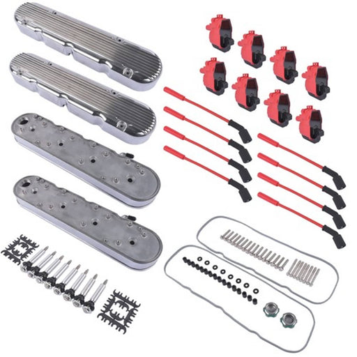 DURAFORCE Polished Hidden Coil Cast Aluminum Valve Covers For Chevy GM LS1 LS2 LS3 LS6 LS7