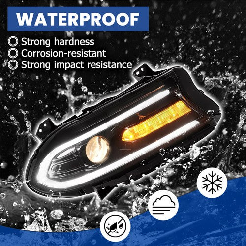 Pair LED DRL Projector Headlights Assemblies for Dodge Charger 2015 2023 LH RH