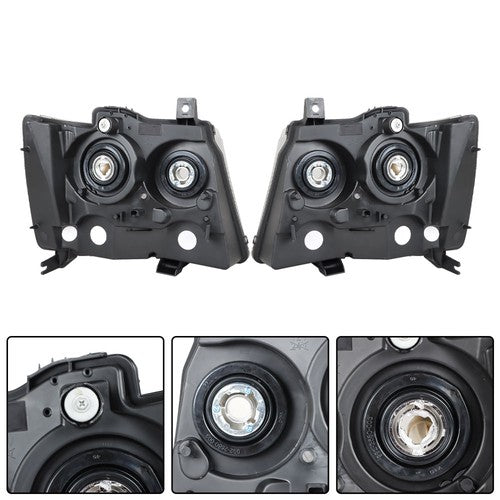 DURAFORCE Headlights Chrome New For Chevy Avalanche/Suburban/Tahoe 2007-2014 Halogen Pair