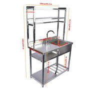 DURAFORCE 39.4in Stainless Steel Utility Sink Set Left Platform Commercial Sink w/ Shelves