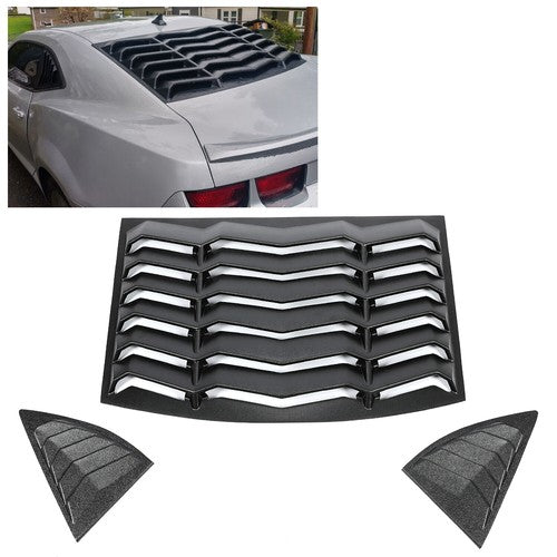 DURAFORCE Rear Side Window Louvers Cover for 2010-2015 2011 2012 2013 2014 2015 Chevy Camaro