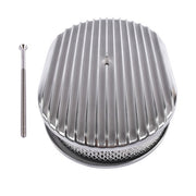 DURAFORCE 12" Oval Fully Finned Polished Aluminum Air Cleaner For Classic Chevy Ford Mopar