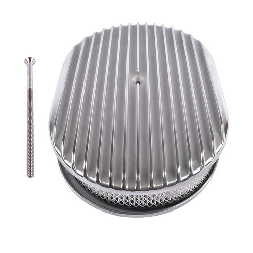 DURAFORCE 12" Oval Fully Finned Polished Aluminum Air Cleaner For Classic Chevy Ford Mopar