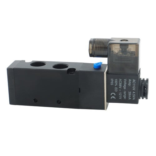 DURAFORCE 3/8'' 5 Port, 2 Position Pneumatic Solenoid Valve, 110V AC Coil, Air Return