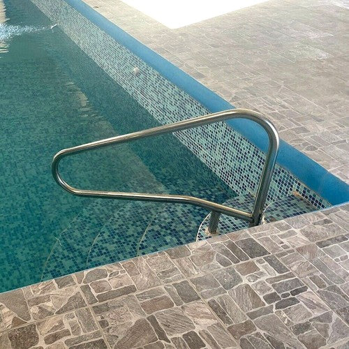 DURAFORCE Cross Braced Deck In-Ground Swimming Pool Stainless Steel Ladder Step Handrail